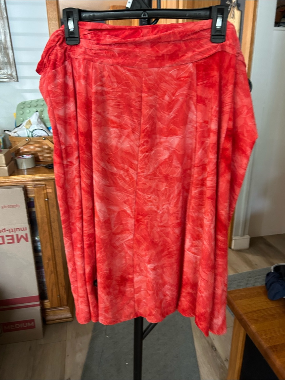 Women’s Midi Skirt in Coral Red